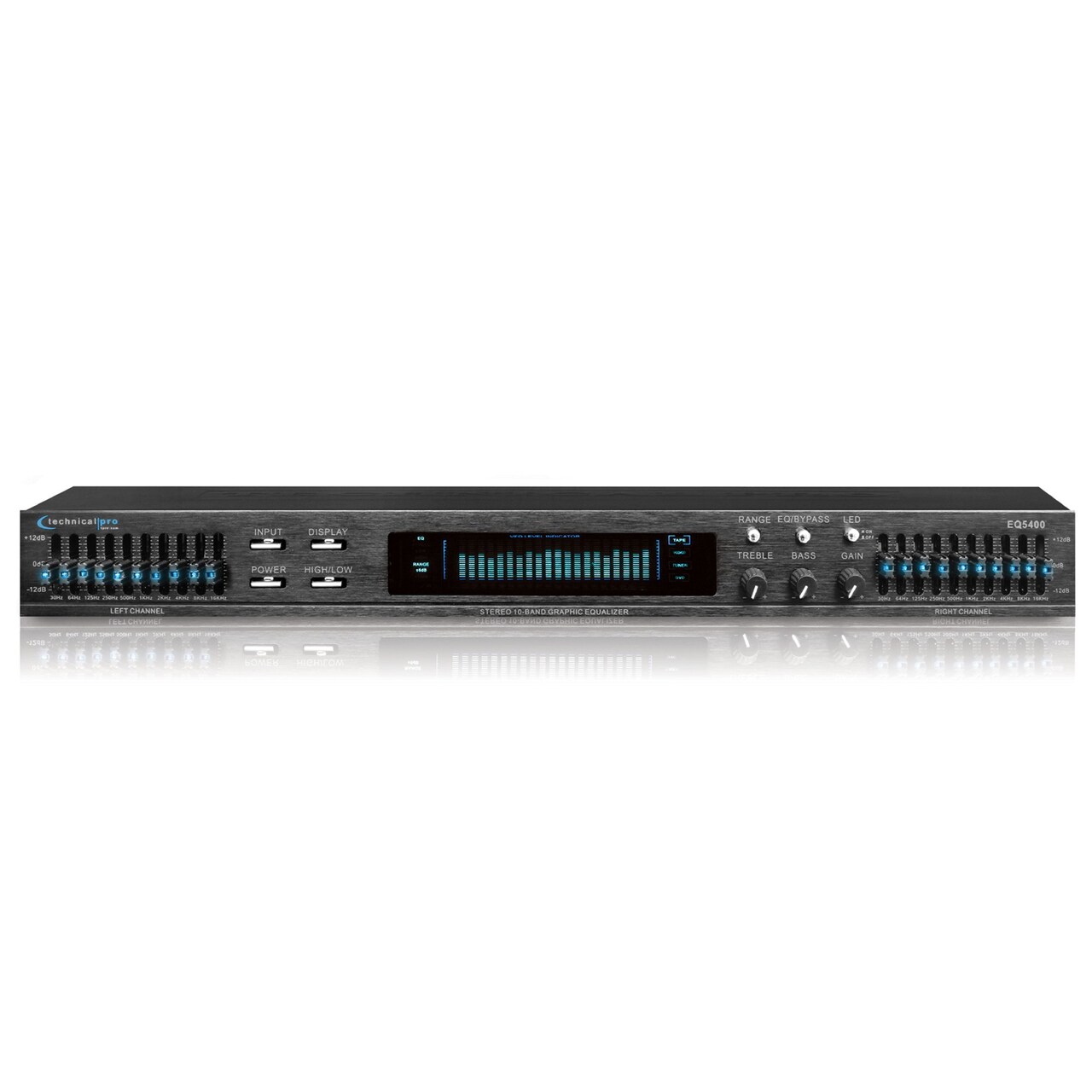 Technical Pro Eq5400 Dual 10 Band Equalizer With Led Indicators And Rca Inputs